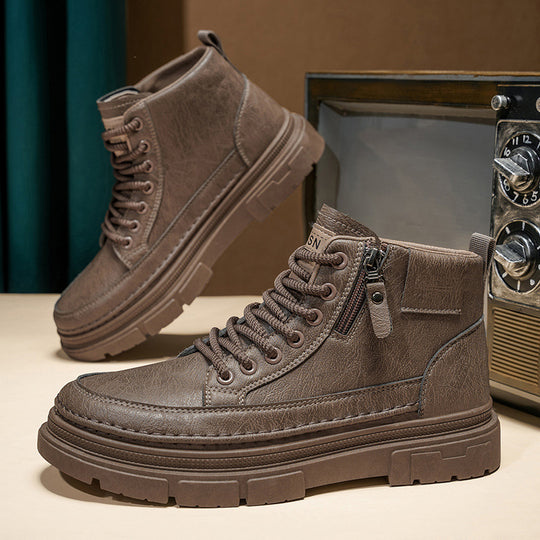 Damen modische Schnürstiefel mit Reißverschluss EB