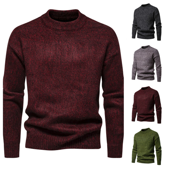 Herren Strickpullover mit hohem Kragen und strukturierter Oberfläche EB