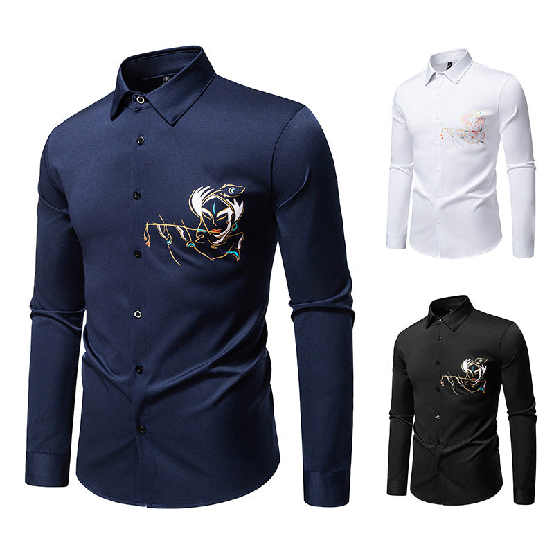 Herren Langarmhemden mit einzigartigem Stickdesign EB