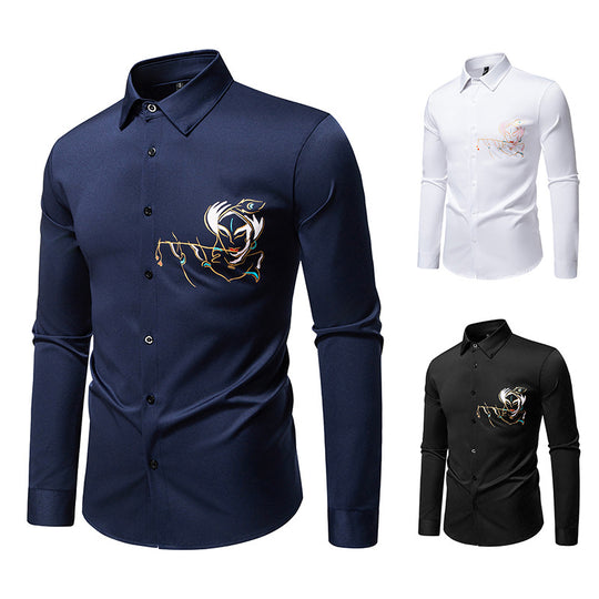 Herren Langarmhemden mit einzigartigem Stickdesign EB