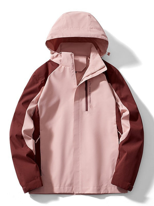 Damen Leichte zweifarbige Softshelljacke mit Kapuze, atmungsaktivem Meshfutter und Brustreißverschluss EB