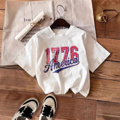 Damen lässiges T-Shirt mit auffälligem Vintage-Print EB