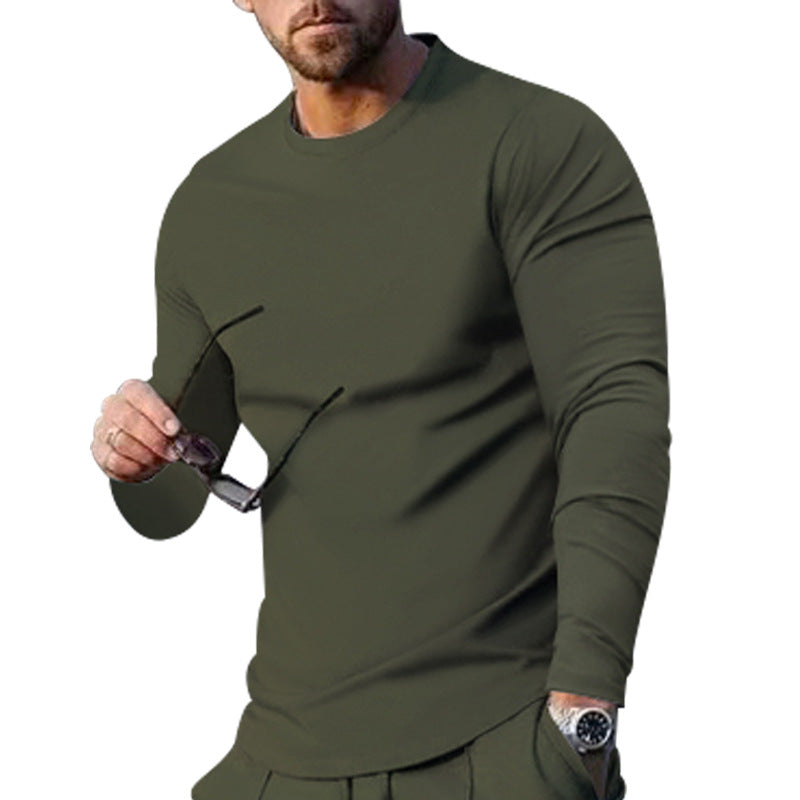 Herren hochwertiges Langarmshirt mit stylishem Rundhalsund und weicher Baumwollmischung EB