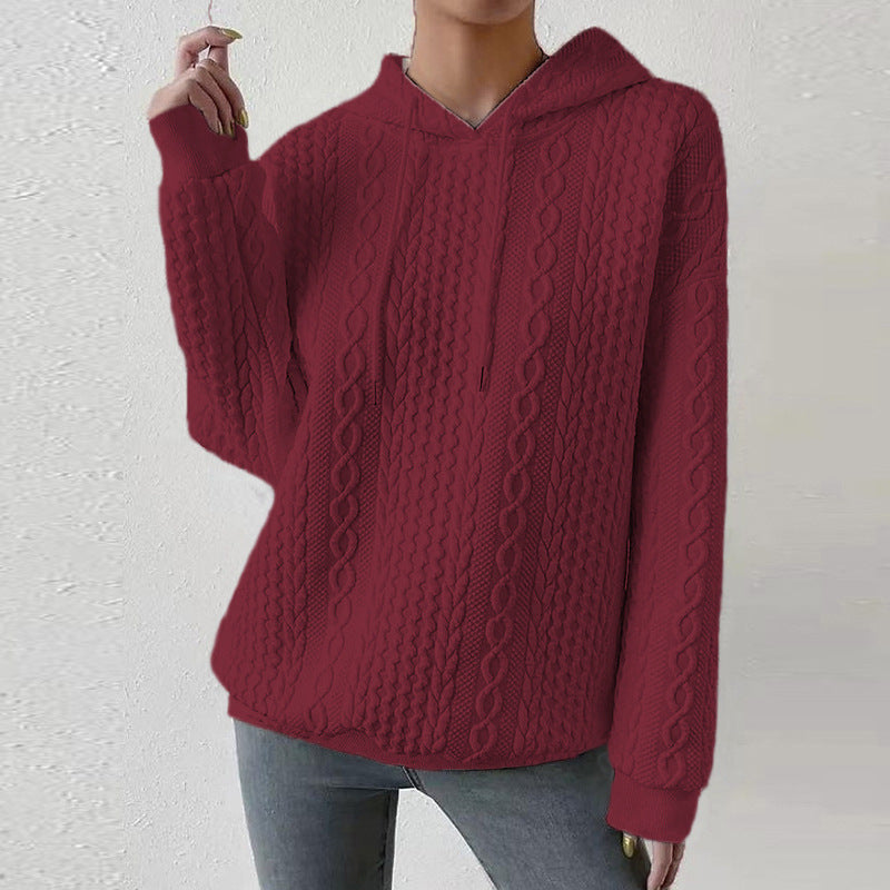 Damen Kapuzenpullover mit Kordelzug und strukturiertem Muster EB