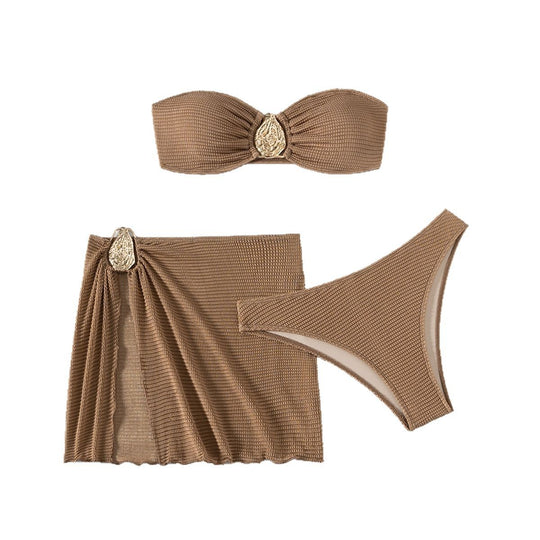 Damen Bandeau-Bikini-Set mit schickem Faltendetail EB