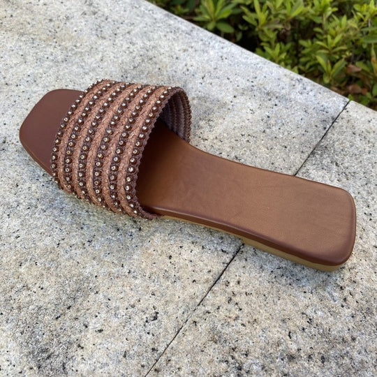 Damen bequeme Slides mit modischen Riemen EB
