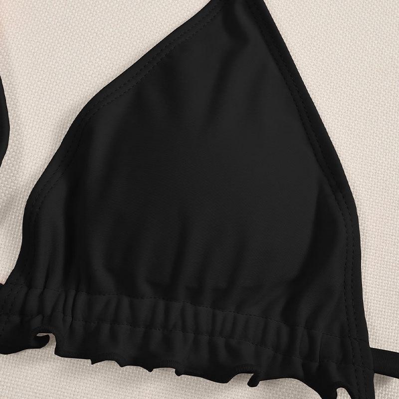 Damen Triangel-Bikini mit Rüschen und verstellbaren Bändern EB