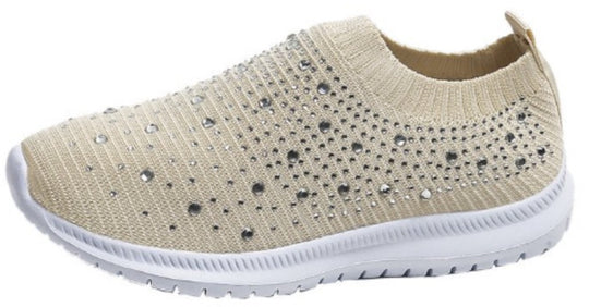 Damen Glitzernde Slip-On Sneaker mit atmungsaktivem Obermaterial und rutschfester Sohle EB