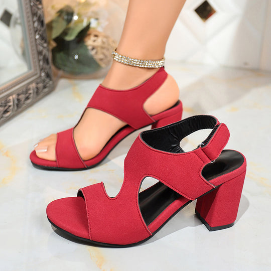 Damen Offene High Heel Sandalen mit komfortablem Blockabsatz und modischem Schnitt EB