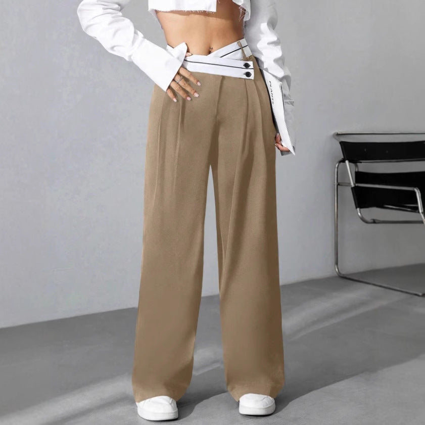 Damen Modische Palazzo-Hose mit asymmetrischem Bund EB