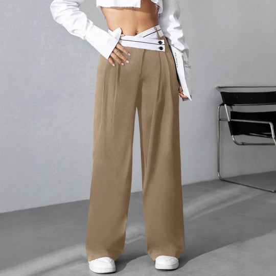 Damen Modische Palazzo-Hose mit asymmetrischem Bund EB