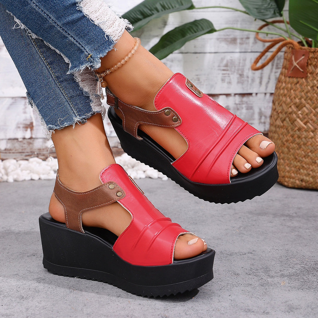 Damen Wedge-Sandalen mit öffnenden Riemen und komfortablem Fußbett EB