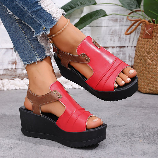 Damen Wedge-Sandalen mit öffnenden Riemen und komfortablem Fußbett EB