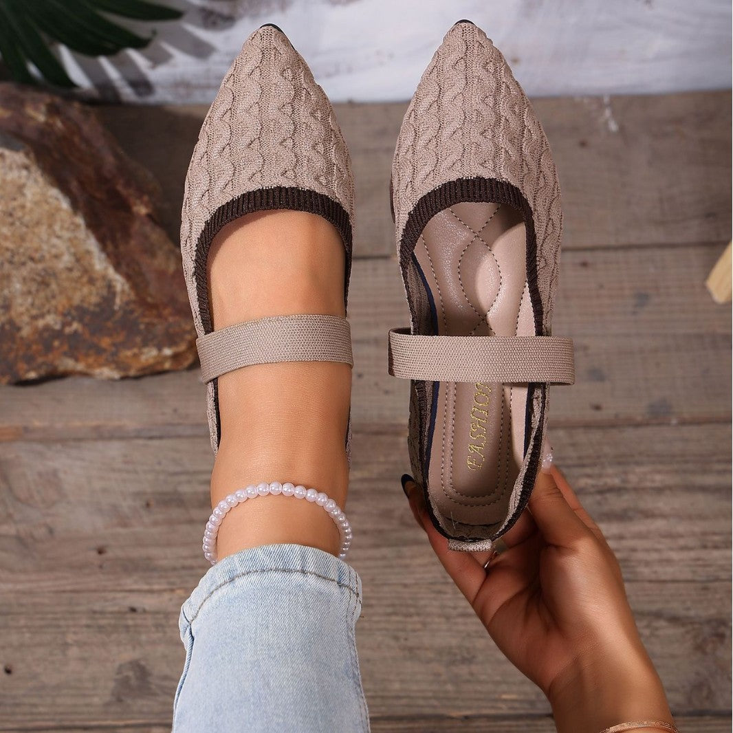 Damen Ballerinas mit elastischem Riemendesign EB