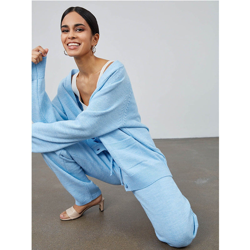 Damen Strickcardigan mit tiefem V-Ausschnitt und großen Taschen EB