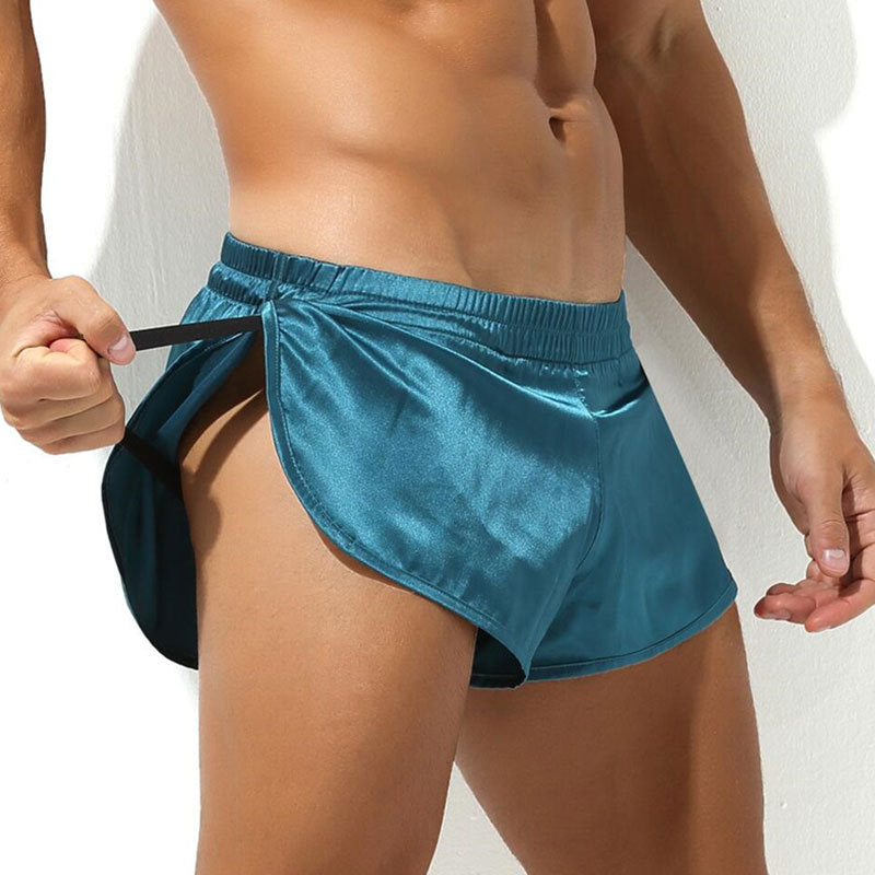 Herren nan kurze Satin-Schlafshorts mit elastischem Bund und seitlichem Schlitz EB