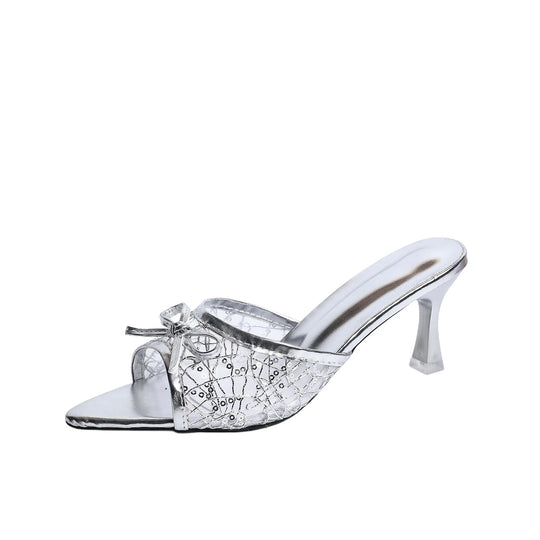 Damen Elegante Slingback-Sandaletten mit charmantem Schleifen-Detail und verziertem Obermaterial EB