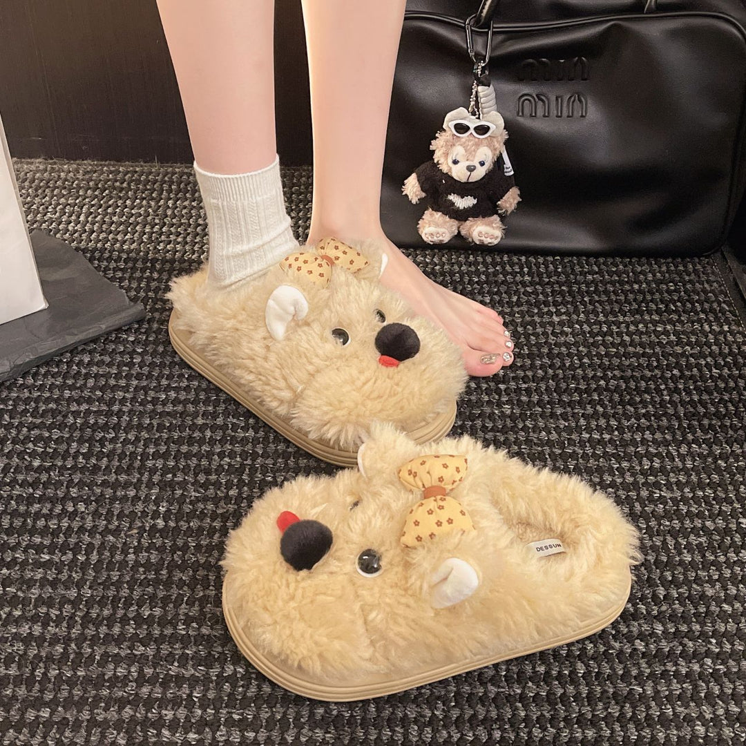 Damen Hausschuhe mit niedlichem Tierdesign und komfortablem Flausche-Material EB