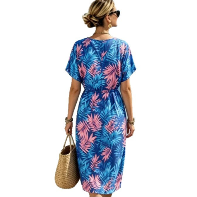 Damen Strandkleid mit elastischem Taillenbund EB