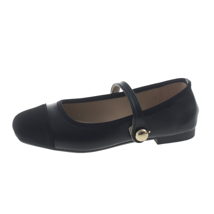 Damen elegante Ballerinas mit modischem Riemchen und dekorativem Knopf EB