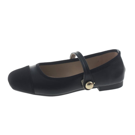 Damen elegante Ballerinas mit modischem Riemchen und dekorativem Knopf EB