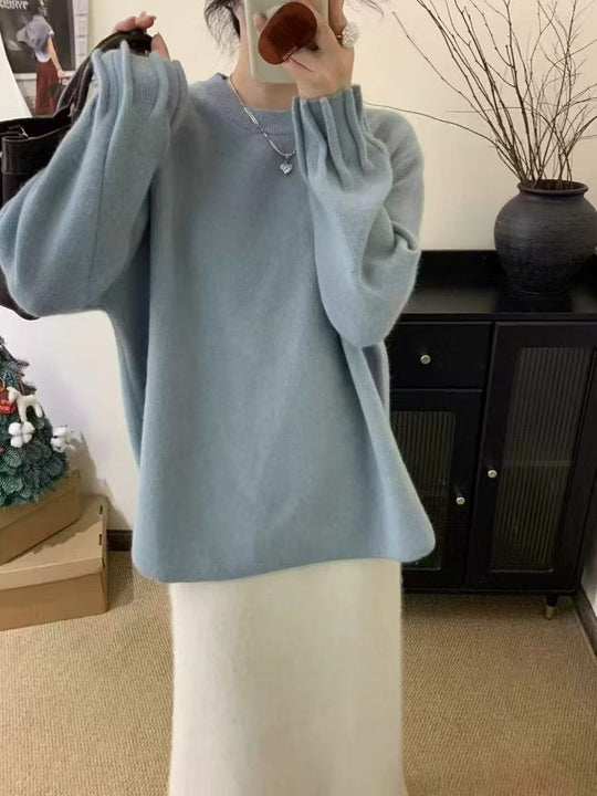 Damen Pflegeleichter, gemütlicher Pullover mit Volantärmeln EB