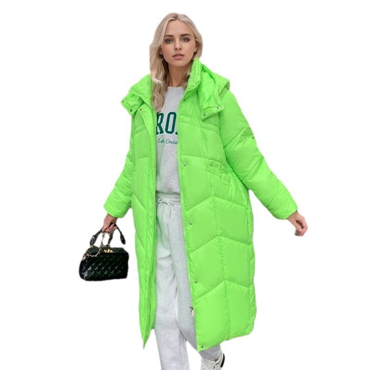 Damen lange isolierte Pufferjacke mit voluminösem Schnitt und praktischen Eingrifftaschen EB