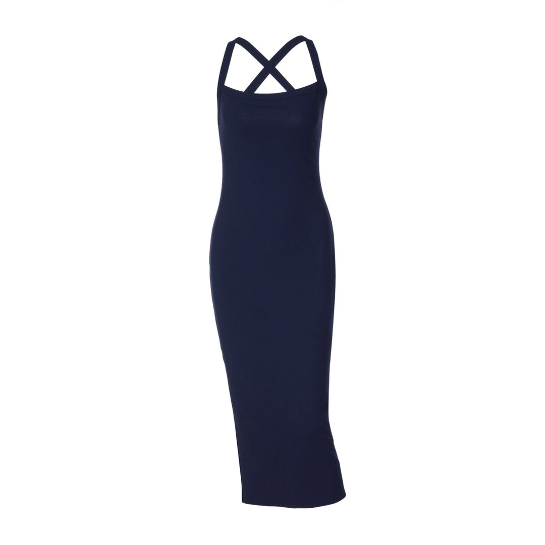 Damen figurbetontes Maxikleid mit raffinierter Schulterpartie EB