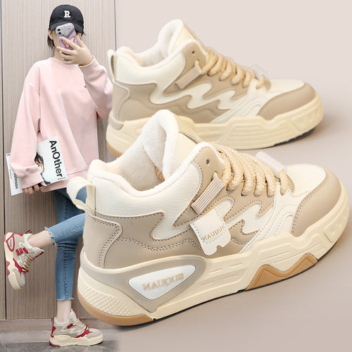 Damen modische High-Top Sneakers mit bequemer Dämpfung und griffiger Laufsohle EB