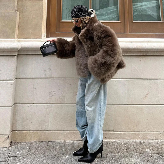 Damen Kurze Felljacke EB