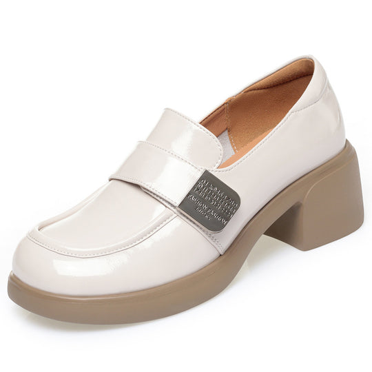 Damen elegante Mokassins mit modischem Absatz und komfortablem Riemen EB