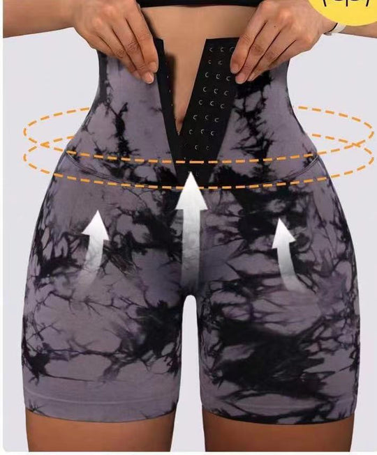 Damen Modische Radlerhosen mit höhenverstellbarem Bund und einzigartigem Batikdesign EB
