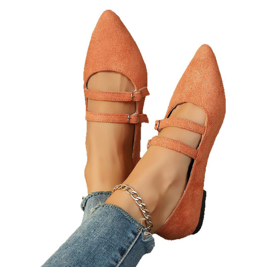 Damen  spitze Mary-Jane Ballerinas mit doppelt verstellbaren Schnallenriemen und gepolstertem Komfortfußbett EB