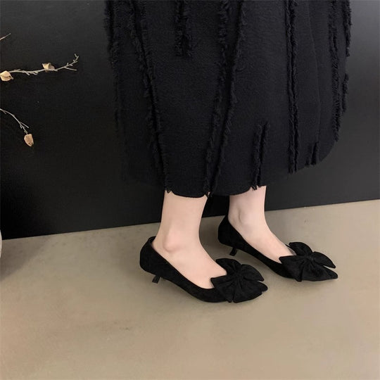Damen elegante Ballerinas mit dekorativer Schleifenverzierung EB