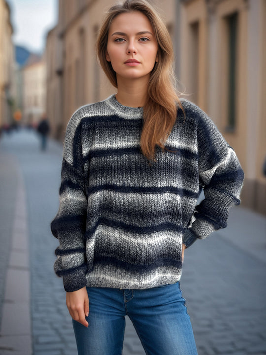 Damen kuscheliger Strickpullover mit Flair EB