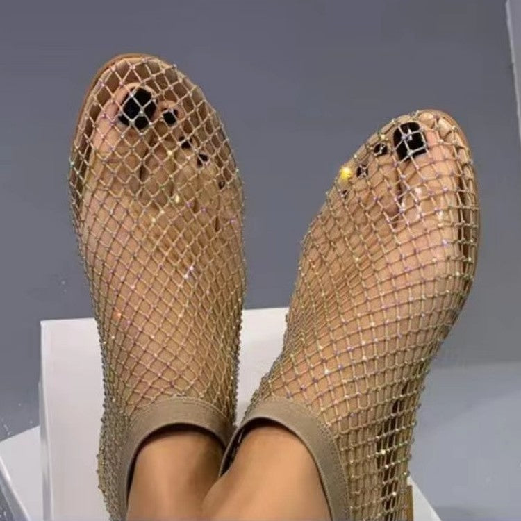 Damen Netz-Sandalen mit funkelnden Akzenten EB