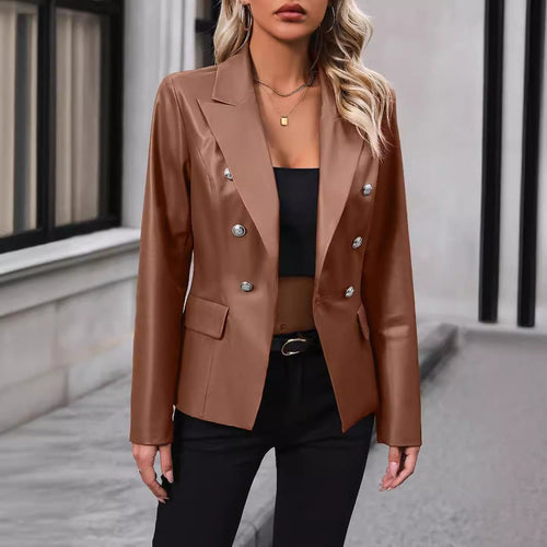 EB | Blazer Maßgeschneiderte Anzugjacke Zweireiher Glatte Textur Formeller Stil