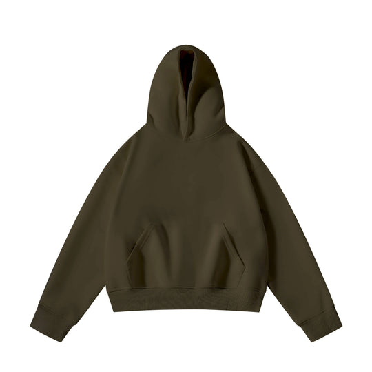 Unisex schwerer Oversize-Kapuzenpullover mit doppellagiger Kapuze Kängurutasche und breitem Rippbund EB