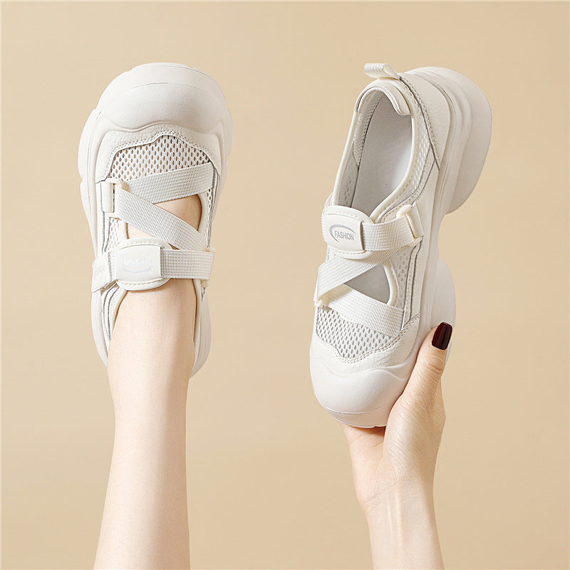 Damen Atmungsaktive und bequeme Sneakers mit elastischen Riemen EB