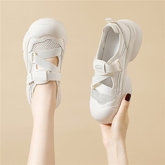 Damen Atmungsaktive und bequeme Sneakers mit elastischen Riemen EB
