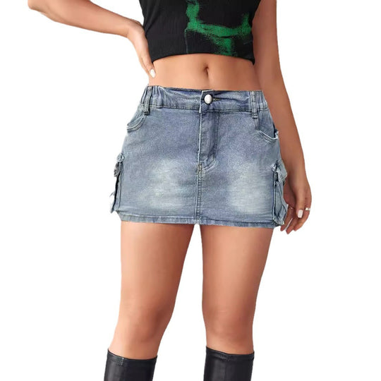 Damen Jeansrock mit praktischen Taschen und modischem Schnitt EB