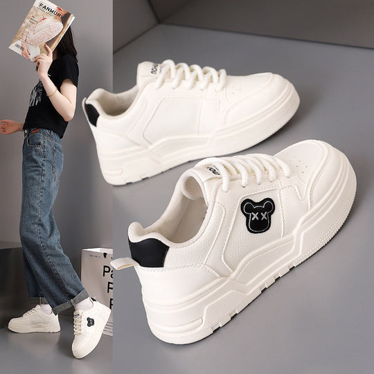 Damen Sneaker mit süßem Bärenmotiv und dicker Sohle EB