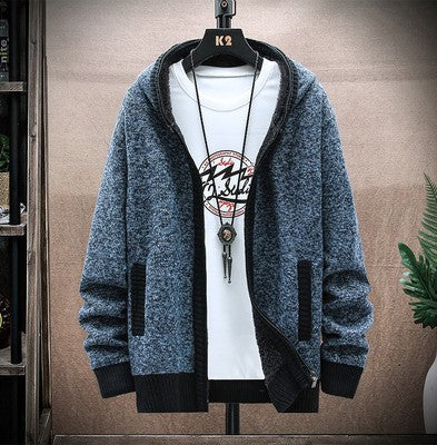 Herren Strickjacke mit asymmetrischem Reißverschluss und praktischen Taschen EB