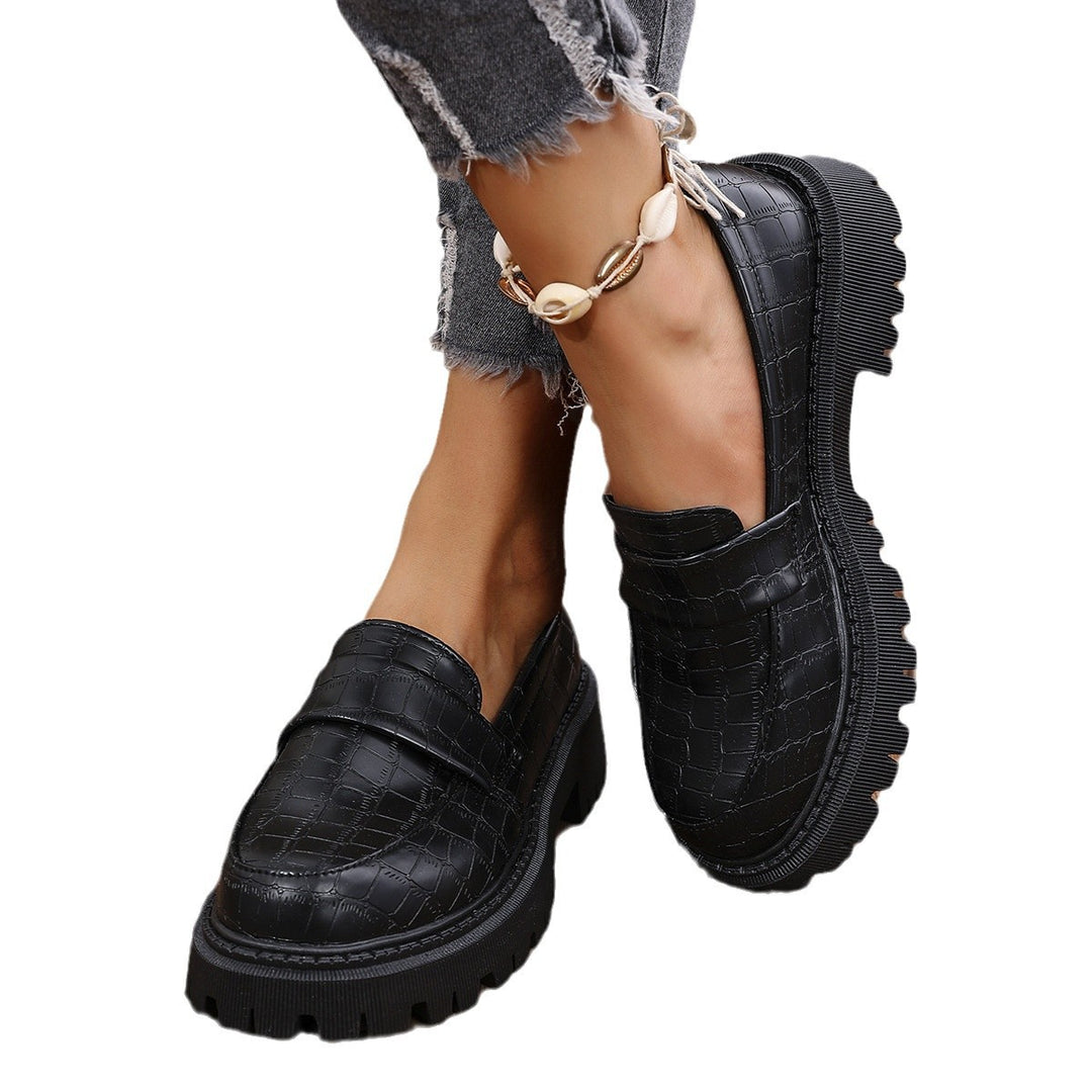 Damen Mokassins mit modernem Kroko-Design und robustem Profil EB
