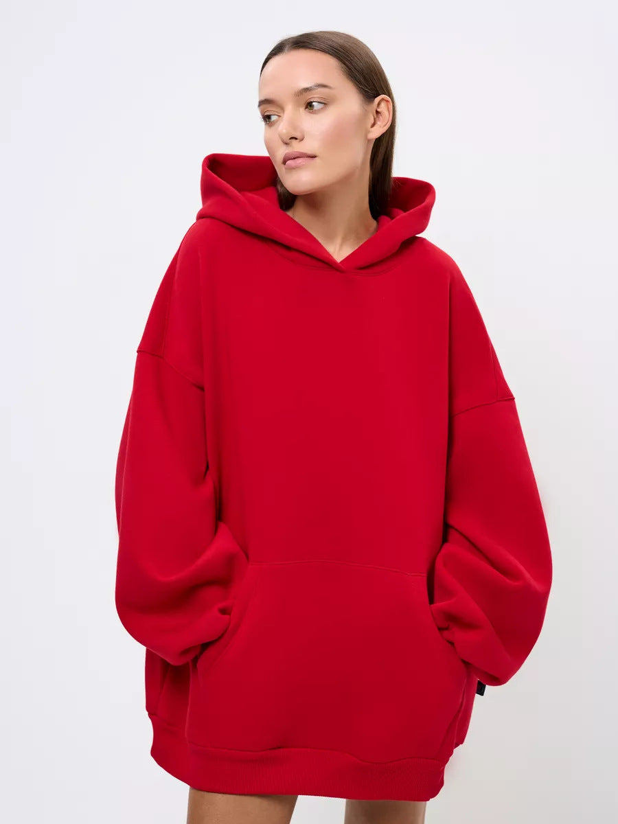 Damen Oversized Kapuzenpullover mit extra weitem Schnitt und Kängurutasche EB