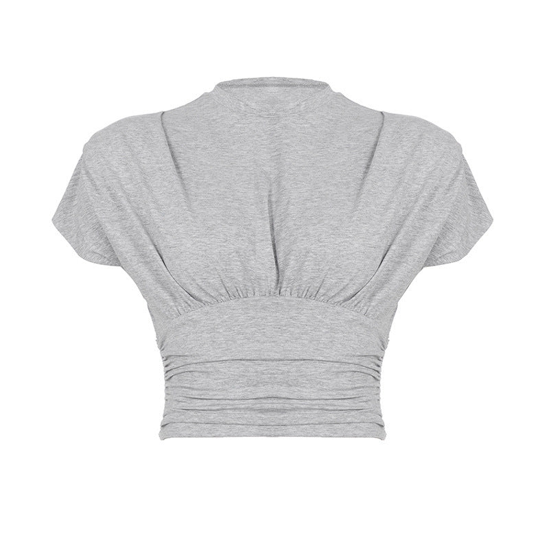 Damen Crop-Top mit modischen Rüschendetails und strukturiertem Design EB