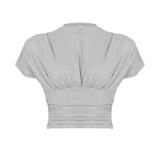 Damen Crop-Top mit modischen Rüschendetails und strukturiertem Design EB