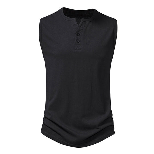 Herren ärmelloses Henley-Shirt mit modernem Knopfdesign EB