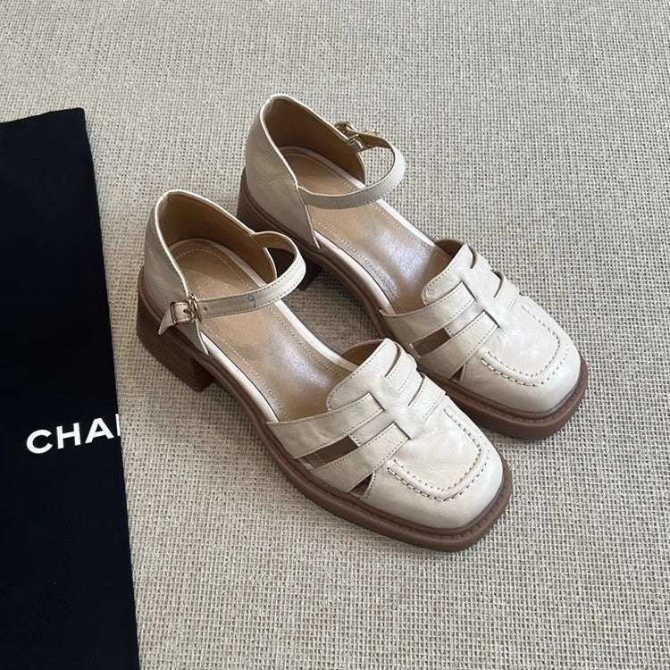 Damen elegante Blockabsatz-Schuhe mit Riemchen von EB