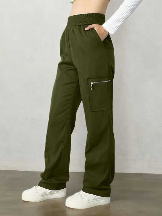 Damen Bequeme Cargo-Hose mit elastischem Bund EB